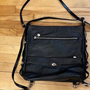 Chic Black Crossbody Bag with Silver Accents